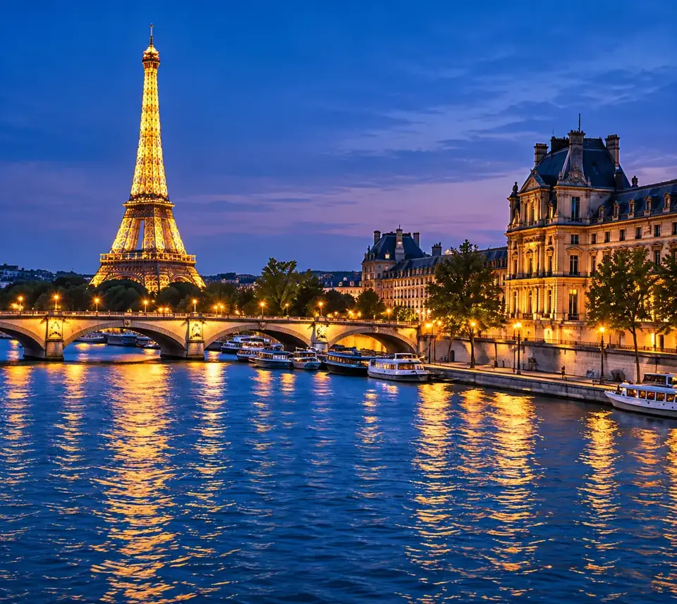 Eyfel Kulesi’nin demir kemerleri ve Paris gökyüzü
